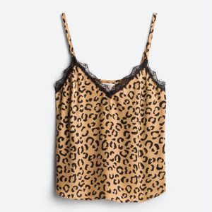 Vixbe Leopard Print Spaghetti Strap Lace Trim Cami size XL